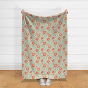 Welcoming Walls of Orange Florals small scale , cream Background 