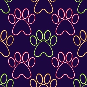 Neon Dog Pawprints