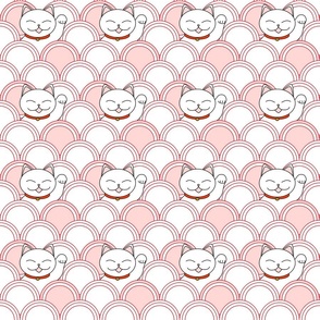 Japanese white manekineko lucky cats pattern