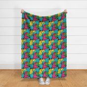 Pop Art Monstera Colorful Tropical Leaves Retro Vintage 80s