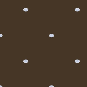 Chocolate Brown with Steel Blue Oval Polka Dots 