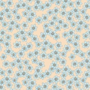 Ditsy Flowers Blue and Yellow//Small//4"x4"