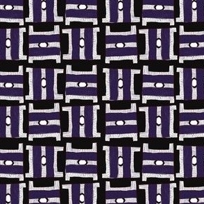 Bleeding Purple Plaid, on black 1” blocks