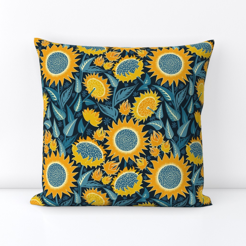 Sunflowers | Medium scale | orange, dark blue