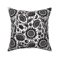 Sunflowers | Medium scale | black on white