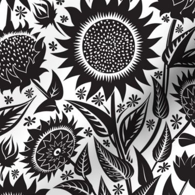 Sunflowers | Medium scale | black on white