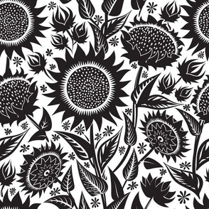 Sunflowers | Medium scale | black on white