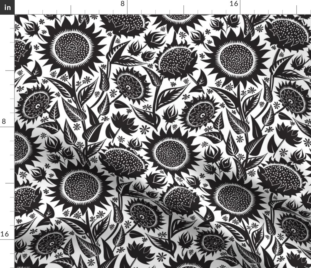 Sunflowers | Medium scale | black on white