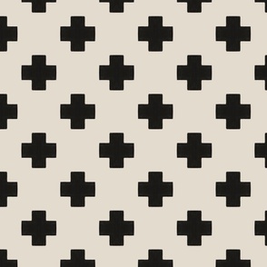 Swiss Cross Tiles -Black and Clay Medium