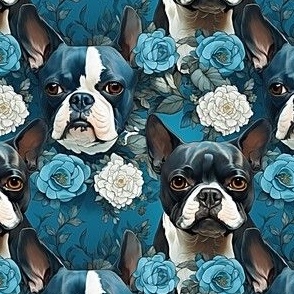 Boston Terrier Roses 2