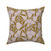 Osmanthus Devilwood  Flower in White and Purple  | Small Version | Chinoiserie Style Pattern at an Asian Teahouse Garden