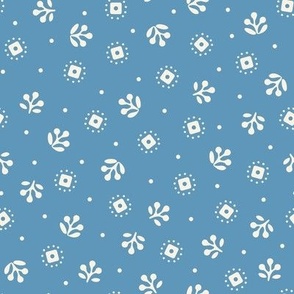  Vintage 30's Feedsack Floral in Country Blue + Cream