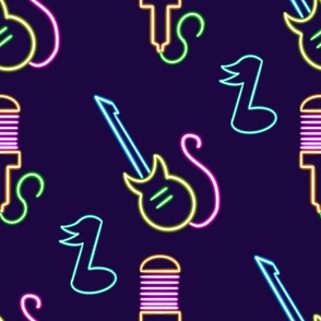 neon notes, sounds music glowing