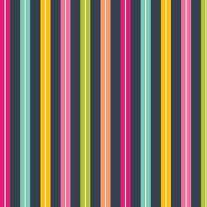 Colorful Vertical Stripes on Navy