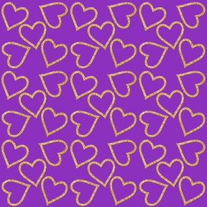 Gold Glitter Hearts on Purple, Small Scale