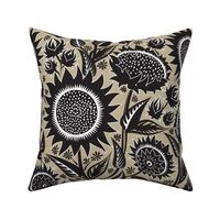 Sunflowers | Large scale | black on gold