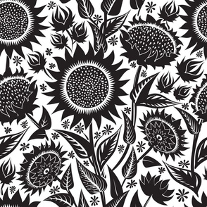 Sunflowers | Large scale | black on white