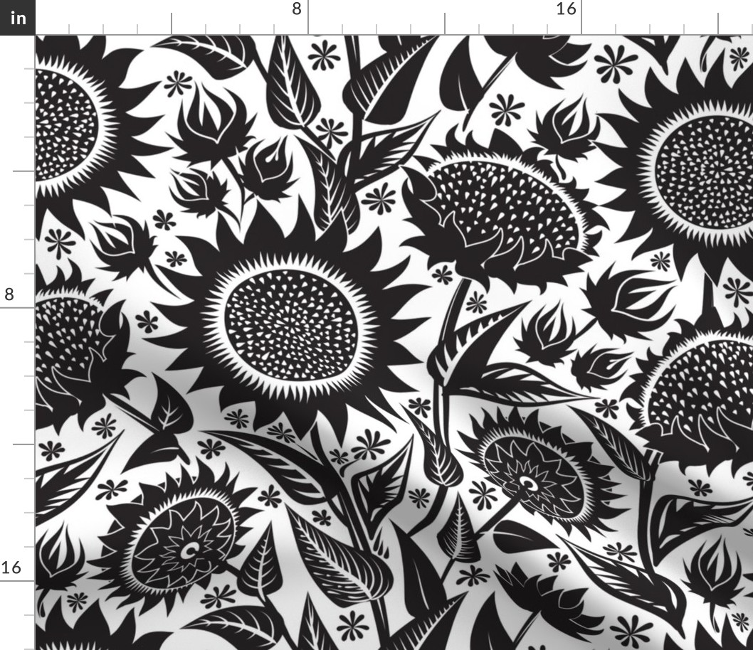 Sunflowers | Large scale | black on white