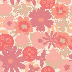 Large Joy Inducing Abstract Florals, Peach Fuzz