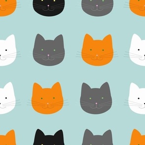White, orange, gray and black cats pattern 