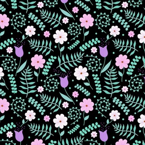 Pink and purple flowers pattern