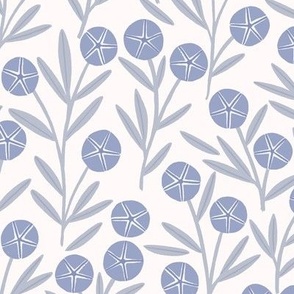 Morning Glories Floral in Muted Dusty Blue (Large)