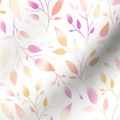 Colourful leaves on white background - Pink, red and yellow gradient  Mini-leaves