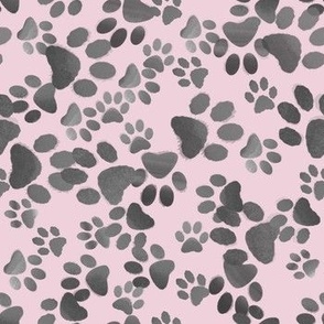 Gray Pawprints on Pink