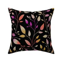 Colourful leaves on black background - Pink, red and yellow gradient  Mini-leaves