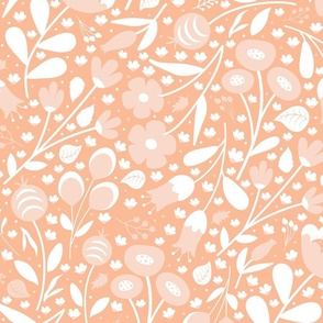Garden Breeze - Peach Fuzz Background - Florals - Flowers - Monochromatic - Pantone 2024 - Color of the Year 2024 - Sophisticated - Nature