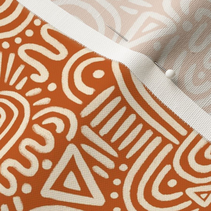 (s) Southwest Boho Abstract Doodles - Rust Brown