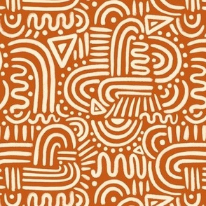 Southwest Boho Abstract Doodles - Rust Brown
