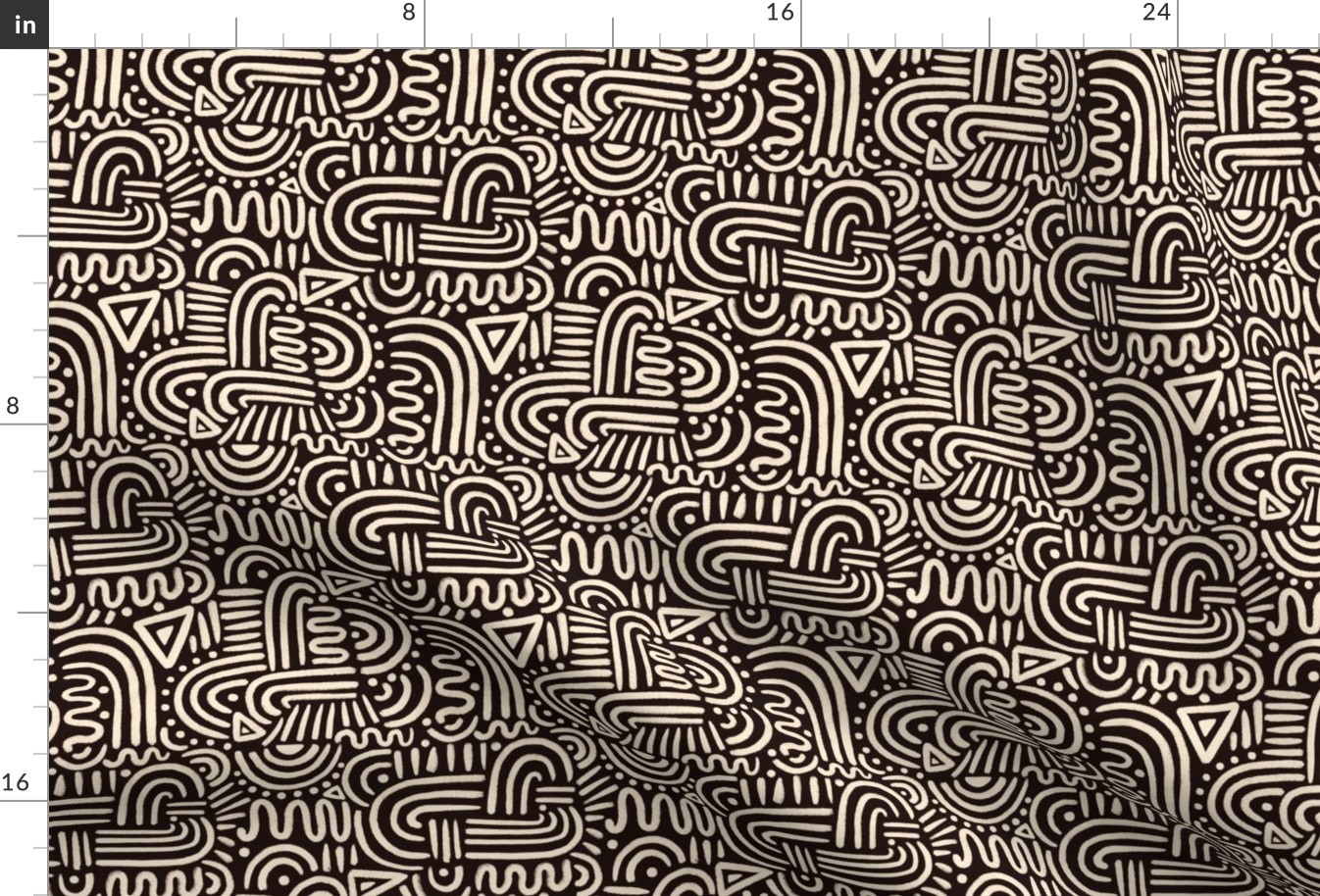 Southwest Boho Abstract Doodles - Dark Brown