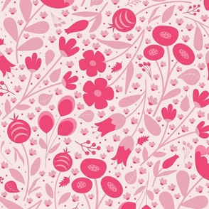 Garden Breeze - Pink - Florals - Flowers - Fuchsia - Monochromatic - Monochrome - Girly - Valentine's Day - Sophisticated - Nature