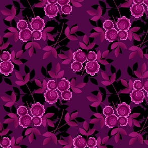 Retro floral pattern with burgundy and crimson tones