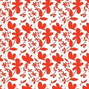 FS Charming Butterflies and Blossoms Design Collection Blood Orange on White