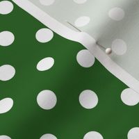 FS Charming Butterflies and Blossoms Design Collection Half Inch White Polka Dots on Hunter Green 