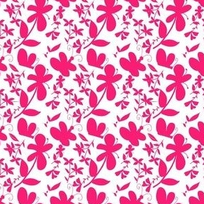 FS Charming Butterflies and Blossoms Design Collection Magenta Pink on White