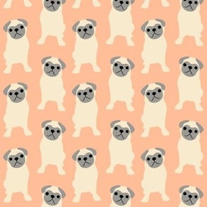 Cream Pug Dogs on Peach 