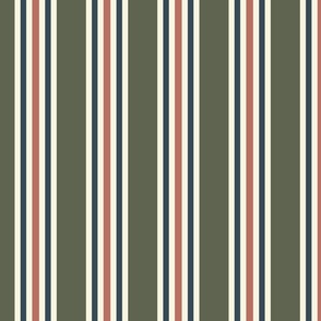 Tropical Khaki Salmon Stripe Cordinate Khaki Salmon Cream Vintage Retro Statement