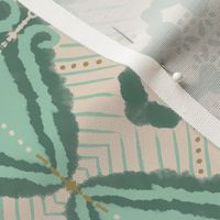 Southwest Diamond Ikat - Aqua and Sage Green