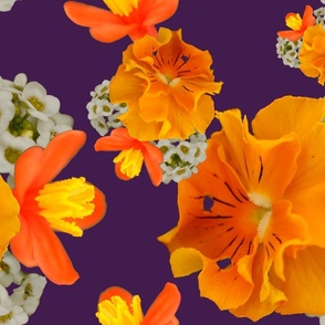 Purple orange flower montage