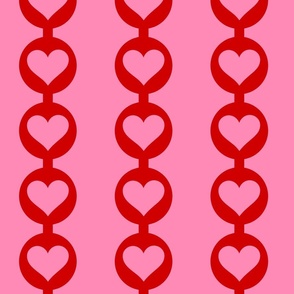 Hearts on a String (Red on Carnation Pink) Large