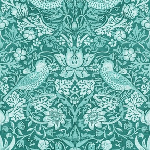 3145 - Strawberry Thief by William Morris - 3145 large - Aqua Mint