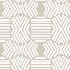 Chevron and Stripes - Modern Ethnic Tribal - Salt White and Coffee Beige - large