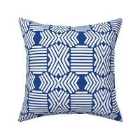 Chevron and Stripes - Modern Ethnic Tribal - Blue and White