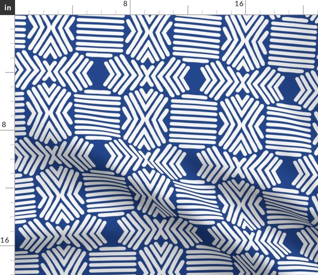 Chevron and Stripes - Modern Ethnic Tribal - Blue and White