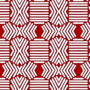Chevron and Stripes - Modern Ethnic Tribal - Chilli Red and Salt White 