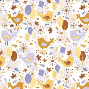 Chirpy Sunbreak - Lavender and Brown - Apricity - Kites - Nature - Wildlife - Kids - Yellow - Pigeon - Surreal - Surrealist - Sunshine - Roller Blades