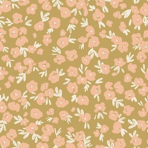 Ditsy Floral in peach fuzz and green
